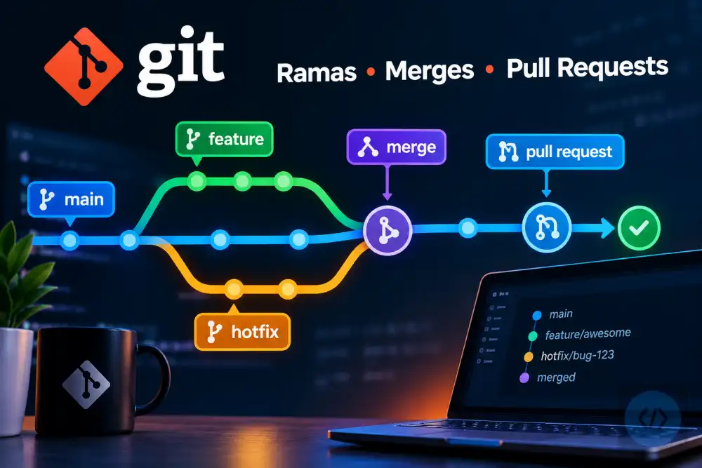 Flujo de trabajo con Git: ramas, merges y pull requests paso a paso